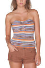 Obey Sedona Brown Orange Blue Reverse Print Stripes Sleeveless Juniors Tube Top