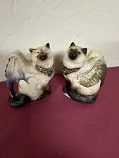 Vintage Windstone Editions Siamese Flap Cats 1 Dragon Wings & 1 Bird Wings