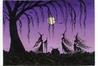 ACEO Original Acryl skurrile Hexen Wald Mini Halloween Fantasie Kunst HYMES
