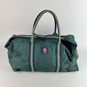 RARE Vintage Polo Ralph Lauren Green Duffle Canvas Uni Crest Bag Zipper Voyager