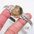 Bracelet/bracelet fait main Ammonite Fossil argent 925 de taille libre