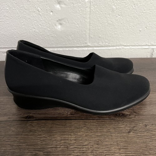 ECCO donna 38 mocassini Felicia neri slip on tacchi a zeppa 7 D