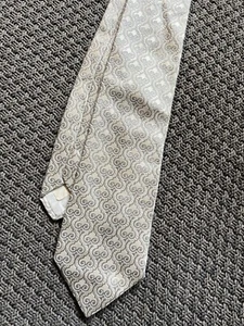 Versace Silk Necktie, Cream & Silver Scroll, 4 in, Groom, Wedding, Unique - Picture 1 of 8