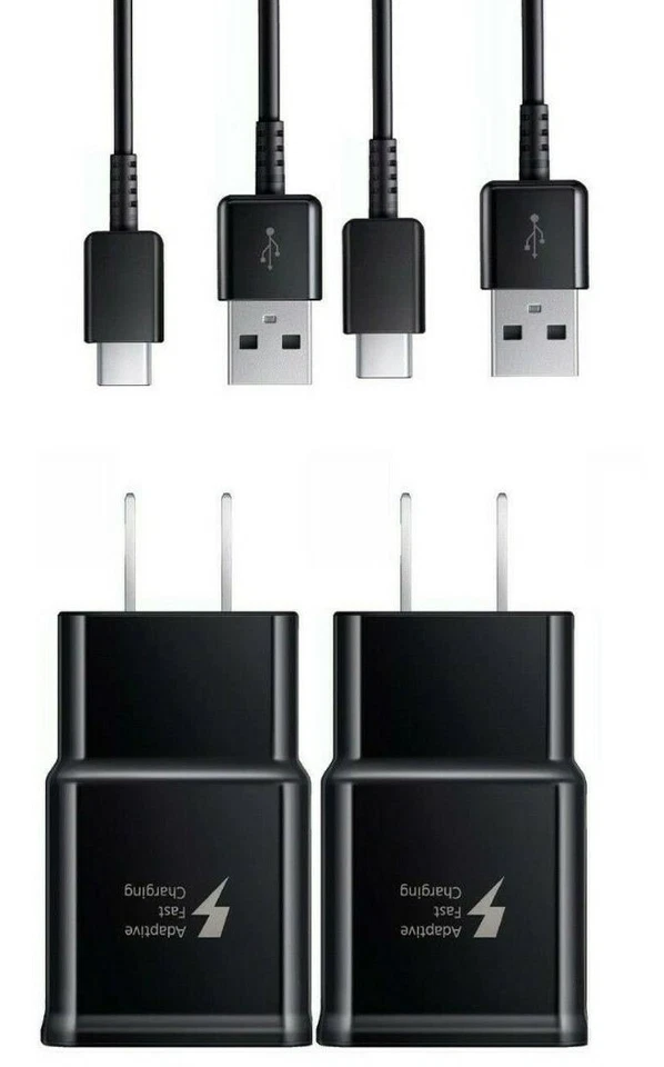 2Pack Fast Wall Charger +6FT Type-C CABLE for Samsung Galaxy A10E A10e Black - Image 1 of 1