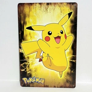 Pikachu Pokemon Rustic Vintage Metal Tin Signs Man Cave Garage - Picture 1 of 1
