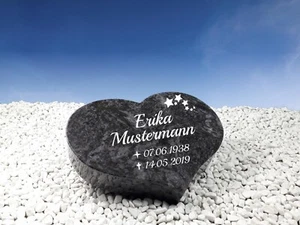 Grabstein Herz Blauer Granit 50x40x10 cm inklusive Gravur … - Bild 1 von 5