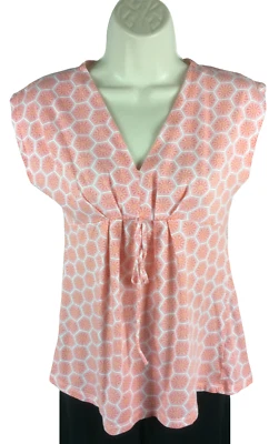 Blusa de malha Michael Kors tamanho XS extra pequena rosa geométrica algodão modal anos 90 Y2K - Imagem 1 de 4