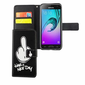 Handyhülle für Samsung Galaxy J3 Emerge Schutztasche Wallet Cover Case Schwarz - Bild 1 von 6