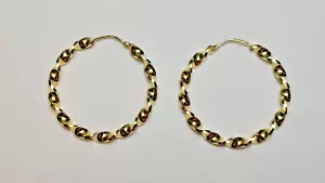 Vintage Uno A Erre STAR 1AR Italy 14K Yellow Gold Twist Hoop Earrings - Picture 1 of 6