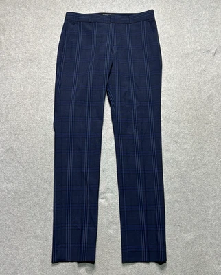 Banana Republic Dress Pants Womens 0 Ryan Slim Fit Navy Plaid Italian Wool Blend - Image 1 of 4