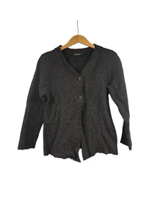 Grizas Wool Cotton Blend Cardigan Layering Sweater Lagenlook Brown Womens XS - Picture 1 of 9