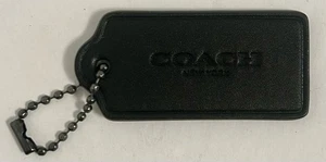 Etiqueta colgante Coach vintage de cuero negro liso con cadena - Etiqueta de bolso monedero - Imagen 1 de 1