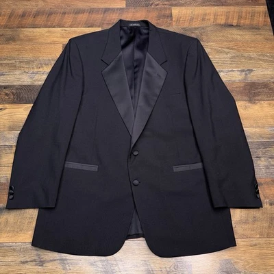 Vintage Pierre Cardin Tuxedo Suit Jacket 46 Long Black Wool  - Image 1 of 4