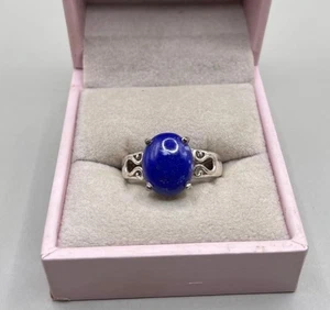 925 Sterling Silver Blue Lapis Lazuli Stone Ring - Picture 1 of 6