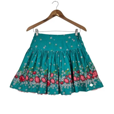 American Girl Forever Kit Kittredge Girls sz 14 Teal Floral Red Mesh Ruffle Boho - Image 1 of 4