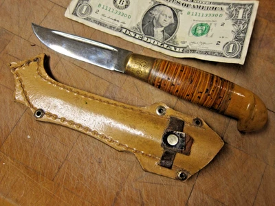 Cuchillo de caza Puukko finlandés vintage con funda Foto 1 de 4