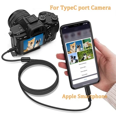 Type-C to IPhone OTG Cable for Sony/Nikon/Canon Camera connected to phone - Image 1 of 4