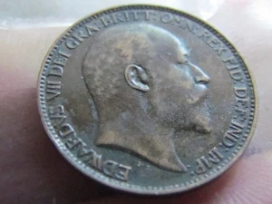 GREAT BRITAIN KING EDWARD VII ( 1908 RARE UNC ) FARTHING HIGH COLLECTABLE COIN - Picture 1 of 2