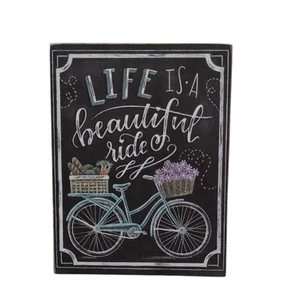 Primitives by Kathy Chalk Art Style Sign - LIFE Is A Beautiful Ride Bike - Picture 1 of 4