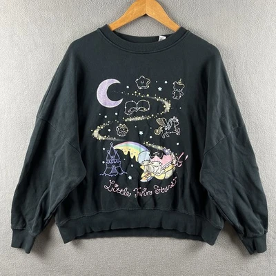 Hello Kitty Forever 21 Sweatshirt Small Black Little Twin Stars Puff Print Crew - Image 1 of 4
