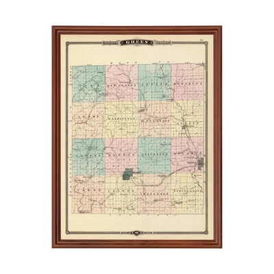 Old Map of Green County, WI 1878 - Vintage Wisconsin Art - Image 1 of 4