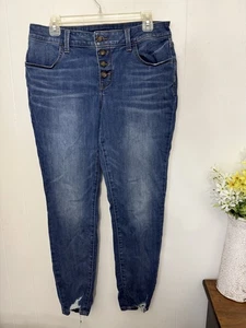 Maurice’s L Ankle Jeans Distressed Button Fly Denim Jeans - Picture 1 of 6