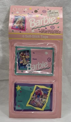 Etiquetas de presente autoadesivas Cleo Barbie pacote com 6 NOS VINTAGE NOVO - Imagem 1 de 3