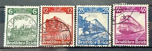 1935 German set of 4 Stamps Mi:DR580-583 100 years railway used /78 - Picture 1 of 1