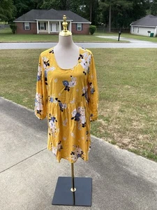 Beautiful Old Navy Boho Long Sleeve Floral Yellow Dress Size L - Picture 1 of 6