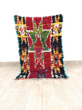 Vintage Bohemian Berber Area Rug 3x4 Colorful Geometric Tribal Shag Handmade Rug