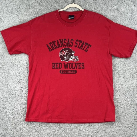Arkansas State Red Wolves Shirt Mens Large Red Football Helmet Graphic Tee NCAA Cover