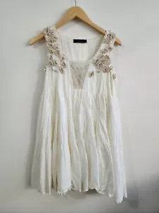 SIMONA BARBIERI Twin-Set Label Women Cream Boho Peasant Cotton Relaxed Dress XS - Picture 1 of 13