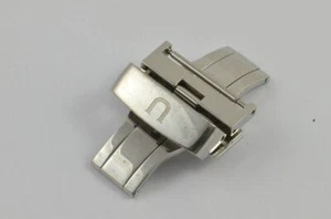 Union Glashütte Leather Bracelet Folding Clasp 18mm Steel Deployment Clasp - Picture 1 of 2