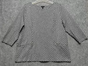 Talbots Shirt Women 1X Gray Sparkle White Dots Classic Office Travel Faux Pocket - Picture 1 of 15