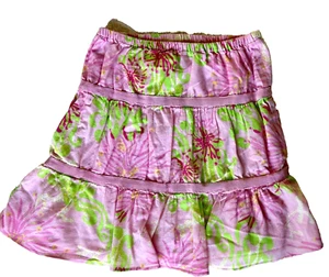 Lilly Pulitzer Tiered Skirt Pink and Green Floral Print Cotton Girl's Size 8 - Picture 1 of 9