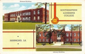 Hammond~Southeastern Louisiana College~Science Bldg~Library~1944 Art Deco Linen - Picture 1 of 2
