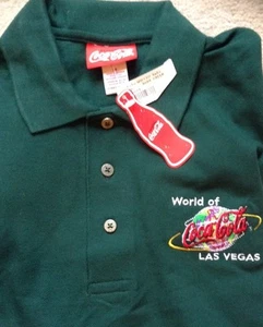COCA COLA WORLD OF LAS VEGAS EMERALD GREEN GOLF POLO SHIRT MENS MED NWT @LOOK@ - Picture 1 of 6