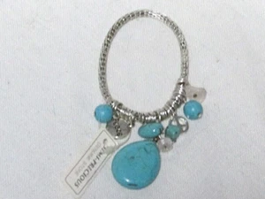 NEW Silver and Turquoise "Peace" Bracelet 6 1/2"-7" - Picture 1 of 4