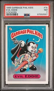 1985 Topps OS1 Garbage Pail Kids Series 1 EVIL EDDIE 1b Matte Card PSA 7 NM gpk - Picture 1 of 2