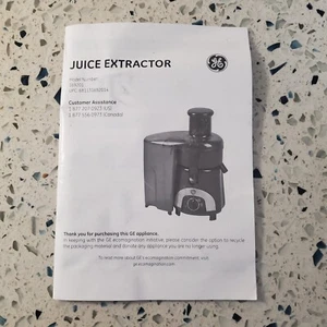 EXTRACTOR DE JUGOS GE GENERAL ELECTRIC Manual Solo Modelo #169201 - Imagen 1 de 3