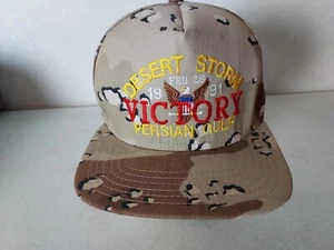 Feb 28 1991 Desert Storm Victory Persian Gulf Snapback Adjustable Camo Hat - Picture 1 of 7