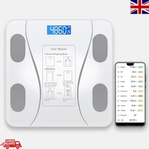180KG BATHROOM BLUETOOTH GLASS SCALES BMI BODY FAT MONITOR WEIGHING IOS, ANDROID - Picture 1 of 11