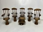 Dollhouse Furniture Lot Wood WOODEN Thimble Bottom Vintage Chairs & Table