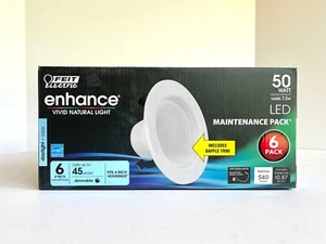 NEW - FEIT Enhance Daylight, 4" LED Maintenance Pack, 6 pack, 7.2w LEDR48/950CA - Picture 1 of 5