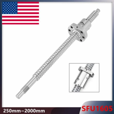 BallScrew SFU1605 Ball Screw End Machined 250-2000mm With Single Ballnut CNC DIY - Image 1 of 4