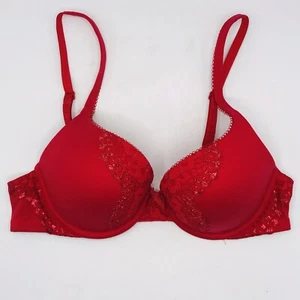 Sujetador Victoria’s Secret Body By Victoria acolchado forma perfecta rojo con encaje talla 34B - Imagen 1 de 8