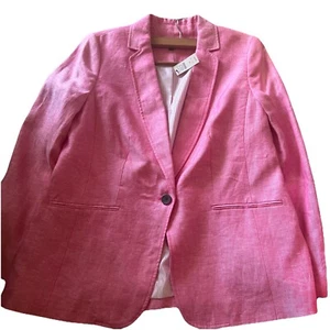 Women’s 14 Talbots Pink Blazer Linen Jacket Lined NWT - Picture 1 of 8