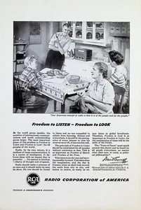 VINTAGE 1940s Print Ad ~ RCA ~ FREEDOM ~ Freedom to Listen - Freedom to LOOK - Picture 1 of 1