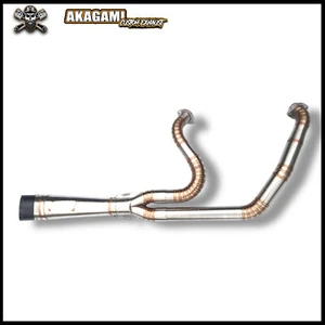 2 Into 1 Full Exhaust System Fit For Harley-Davidson Dyna LOW RIDER - Picture 1 of 2