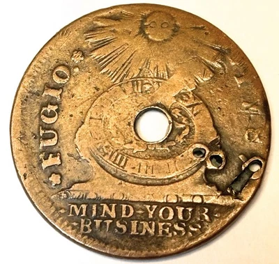 Centavo colonial Fugio 1787 Estados Unidos centavo de cobre temprano moneda de Estados Unidos bien Foto 1 de 3